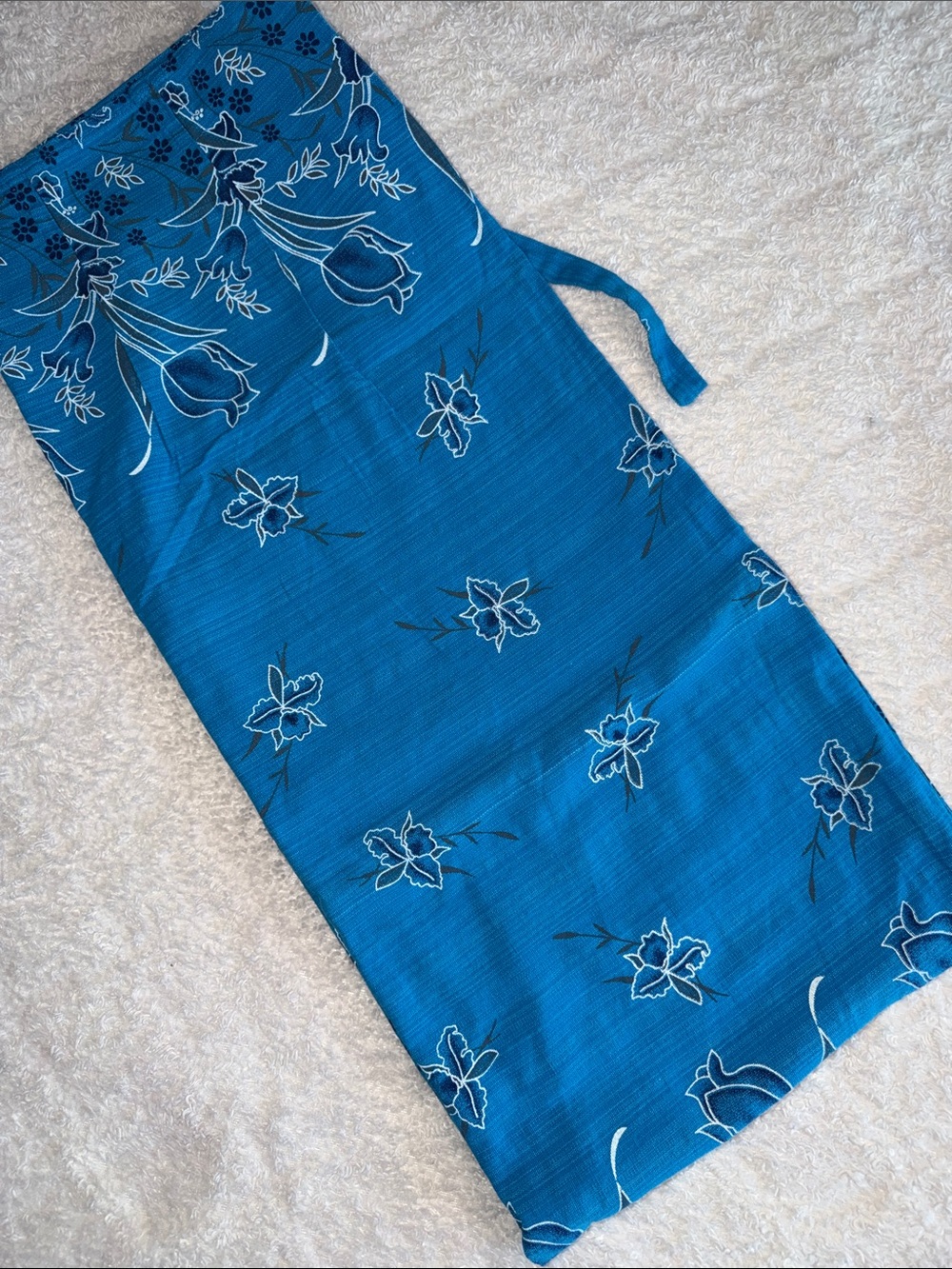 Sarong with Ties Blue Floral
